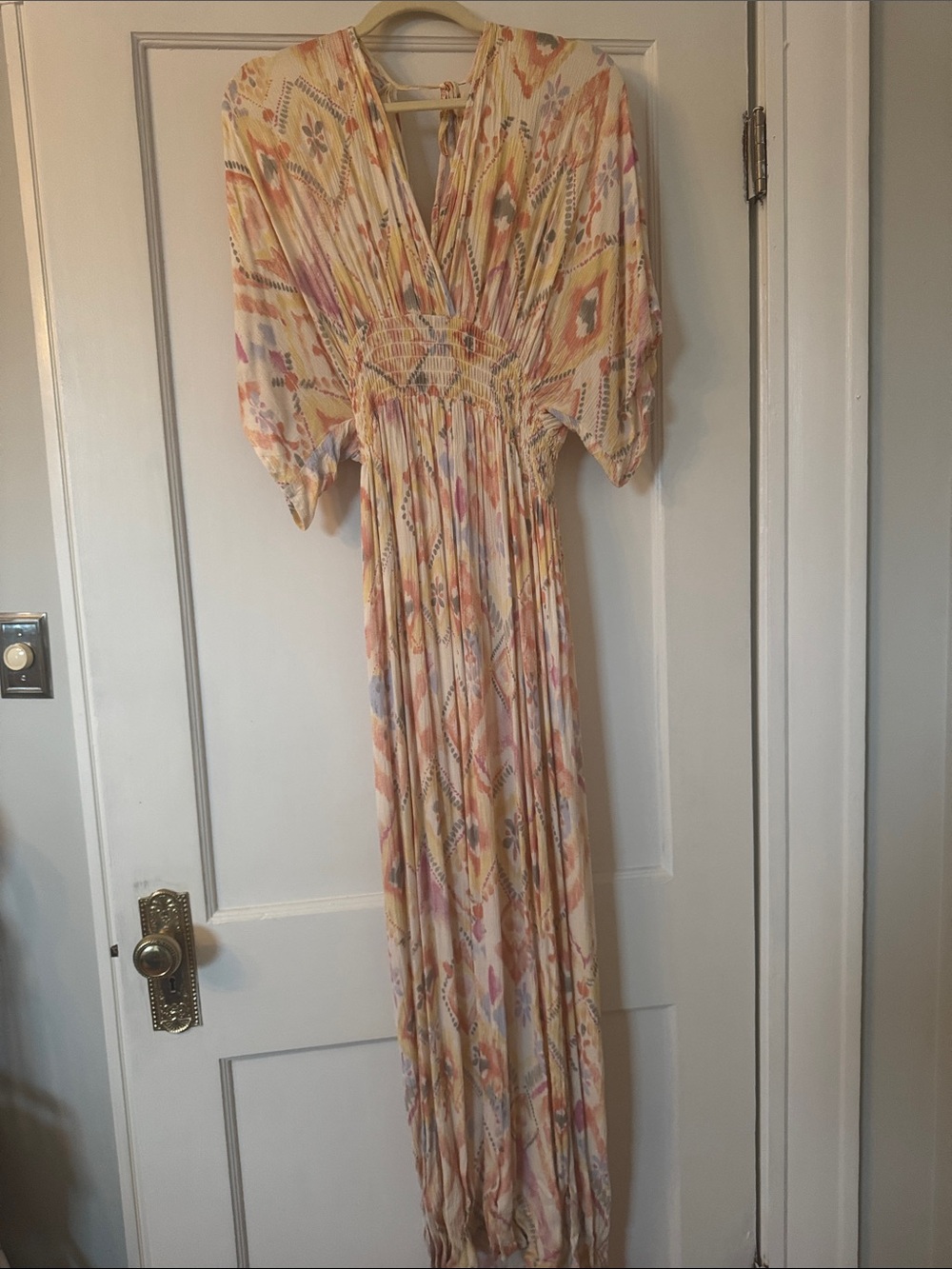 Love Stitch Cream Maxi Dress with Pastel Prints